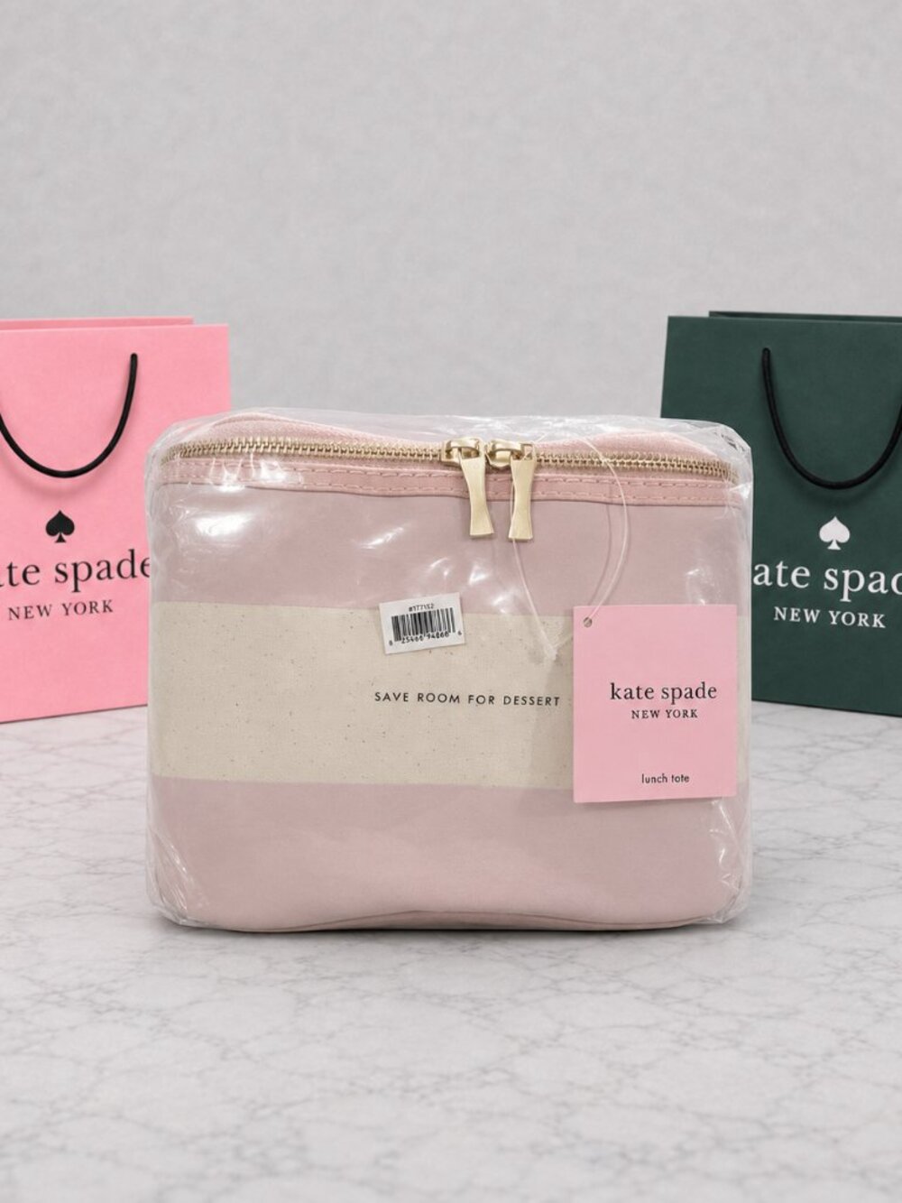 Kate Spade Insulated Lunch Tote, Blush Rugby Stripe, NEW WITH TAG